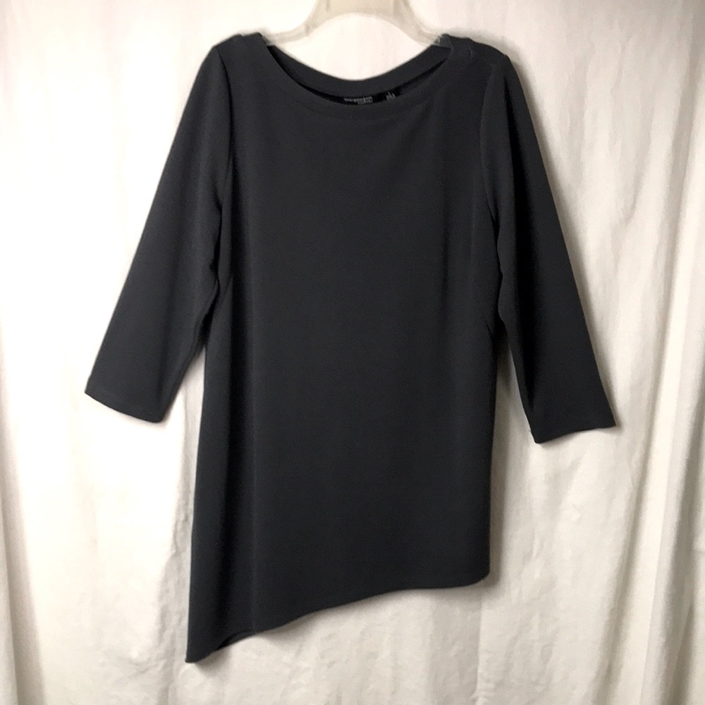 Susan Graver Women’s Tunic Top Gray Size L Asymmetric hem EUC